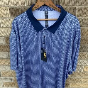 NWT TBY Travels Together With You Blue Golf Polo Men's 3XL Geometric Pattern